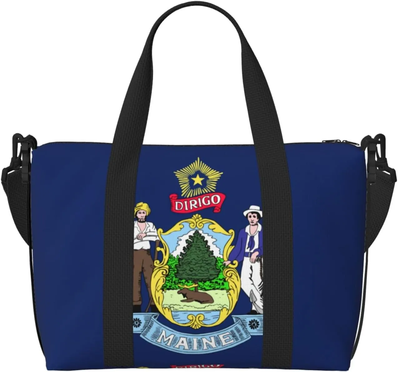 Maine State Flag Versatile Personal Item Travel Bags for Women - Spacious Duffel Bags for Traveling, Gym Bags for Men