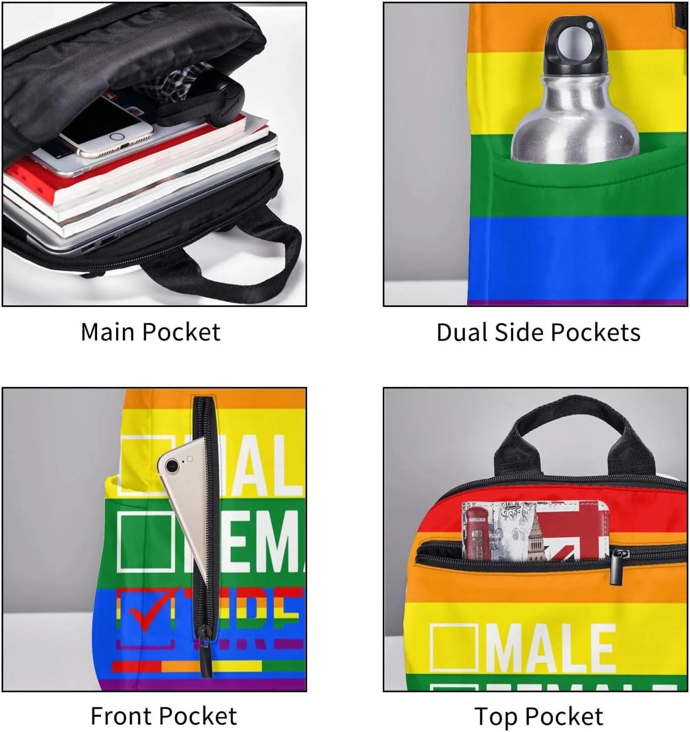 Male Female Tired LGBTQ Rainbow Gay Pride LGBT Travel Laptop Backpack Casual Backpacks Double Shoulder Daypack Notebook Rucksack Work Bags Sports Bag for Hiking Camping Beach