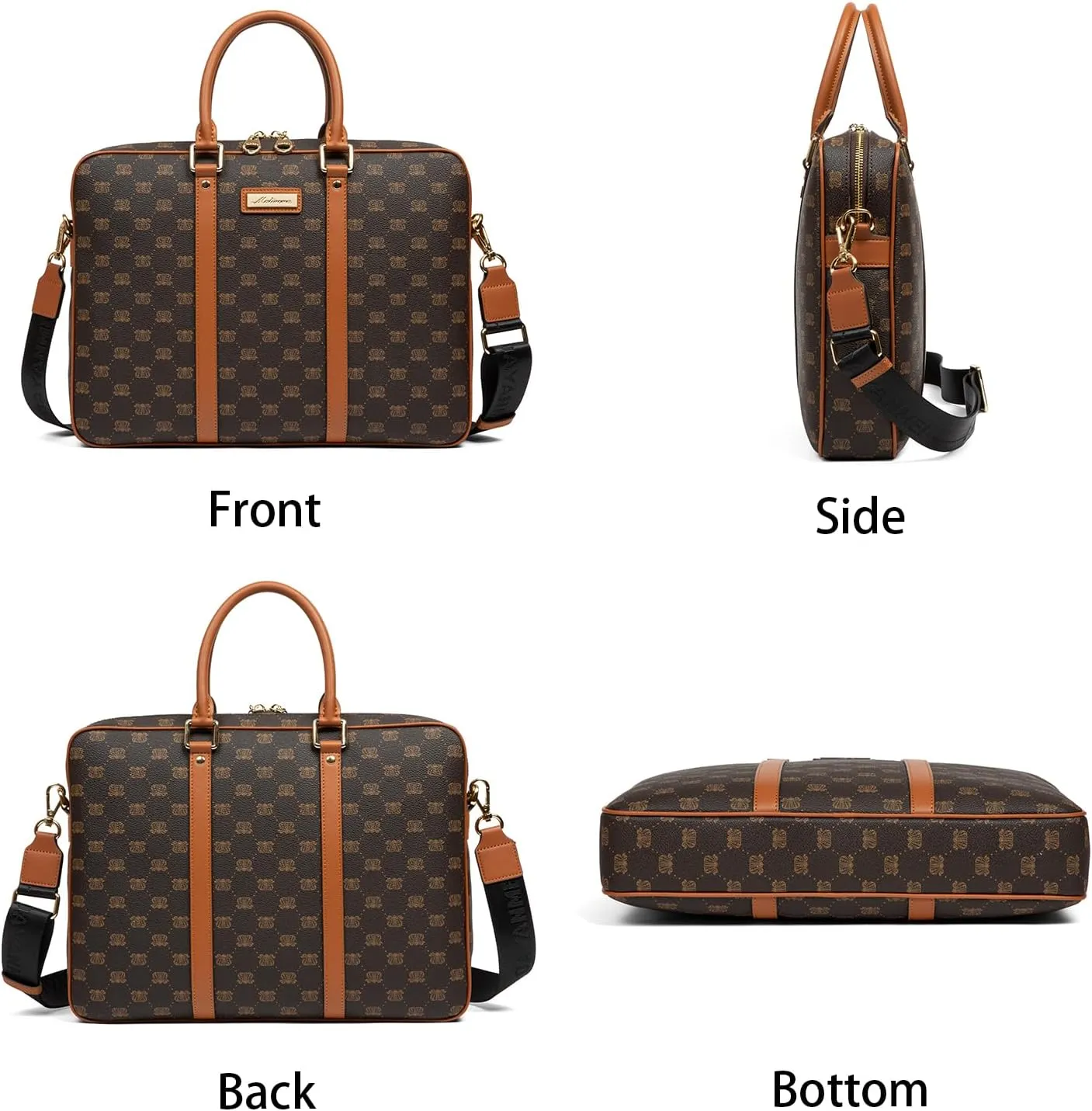 Malirona Laptop Bag Briefcase for Men Women Messenger Shoulder Bag Travel Crossbody Purse Business Bag for 15inch Laptop (Beige, 14inch)
