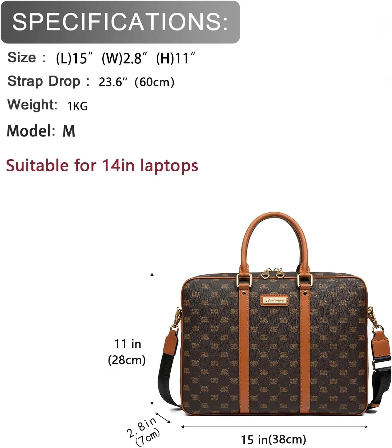 Malirona Laptop Bag Briefcase for Men Women Messenger Shoulder Bag Travel Crossbody Purse Business Bag for 15inch Laptop (Beige, 14inch)