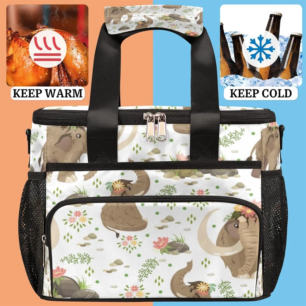 Mammoth Insulated Lunch Bag for Women Men Large Adult Leakproof Lunch Box with Adjustable Shoulder Strap Reusable Cooler Tote Bag for Work Office Picnic Beach