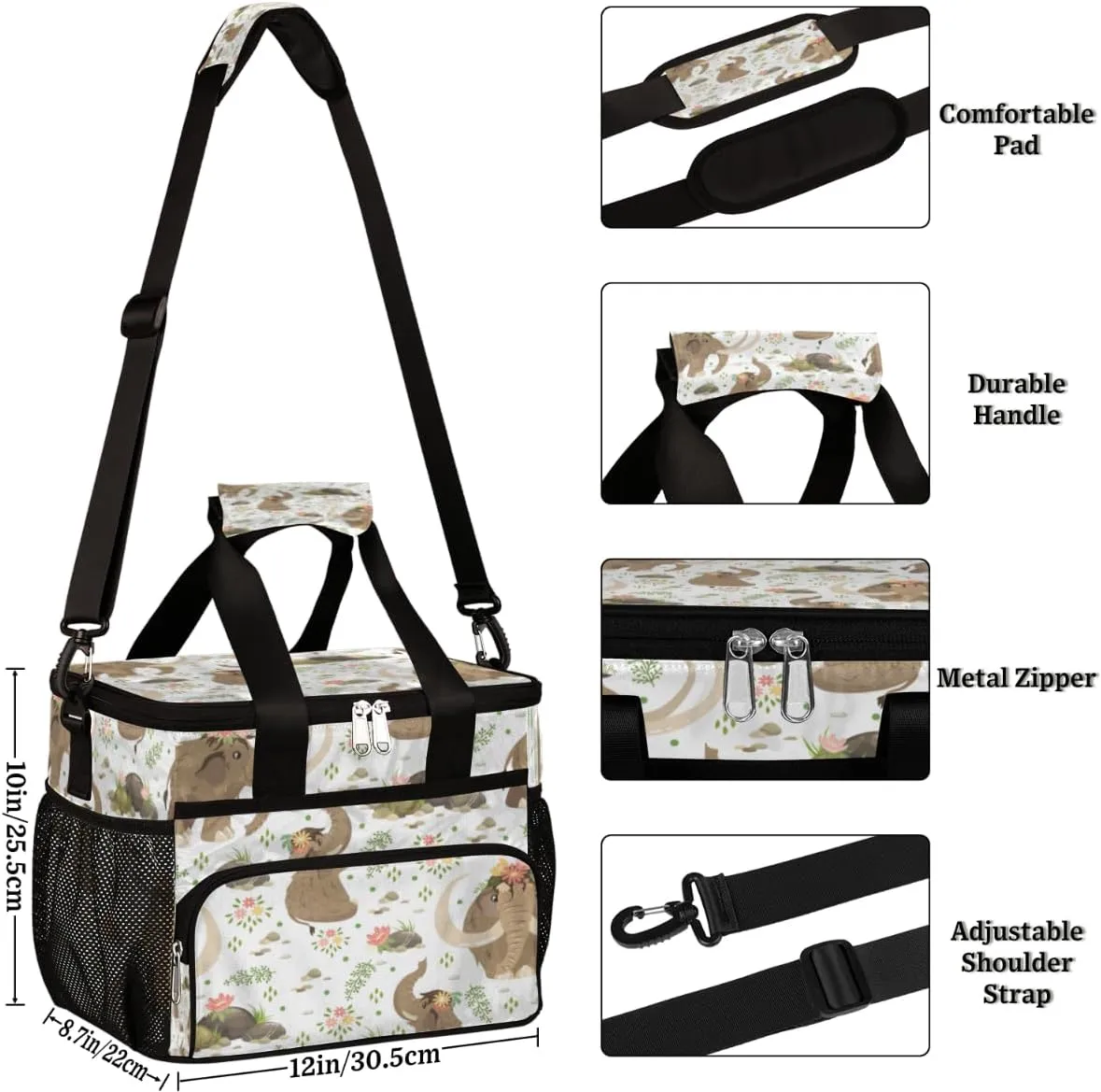 Mammoth Insulated Lunch Bag for Women Men Large Adult Leakproof Lunch Box with Adjustable Shoulder Strap Reusable Cooler Tote Bag for Work Office Picnic Beach