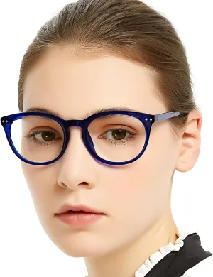 MARE AZZURO Blue Light Blocking Reading Glasses Women Round Computer Readers 0 1.0 1.25 1.5 1.75 2.0 2.25 2.5 2.75 3.0 3.5 4.0 5.0 6.0 (Blue, 275)