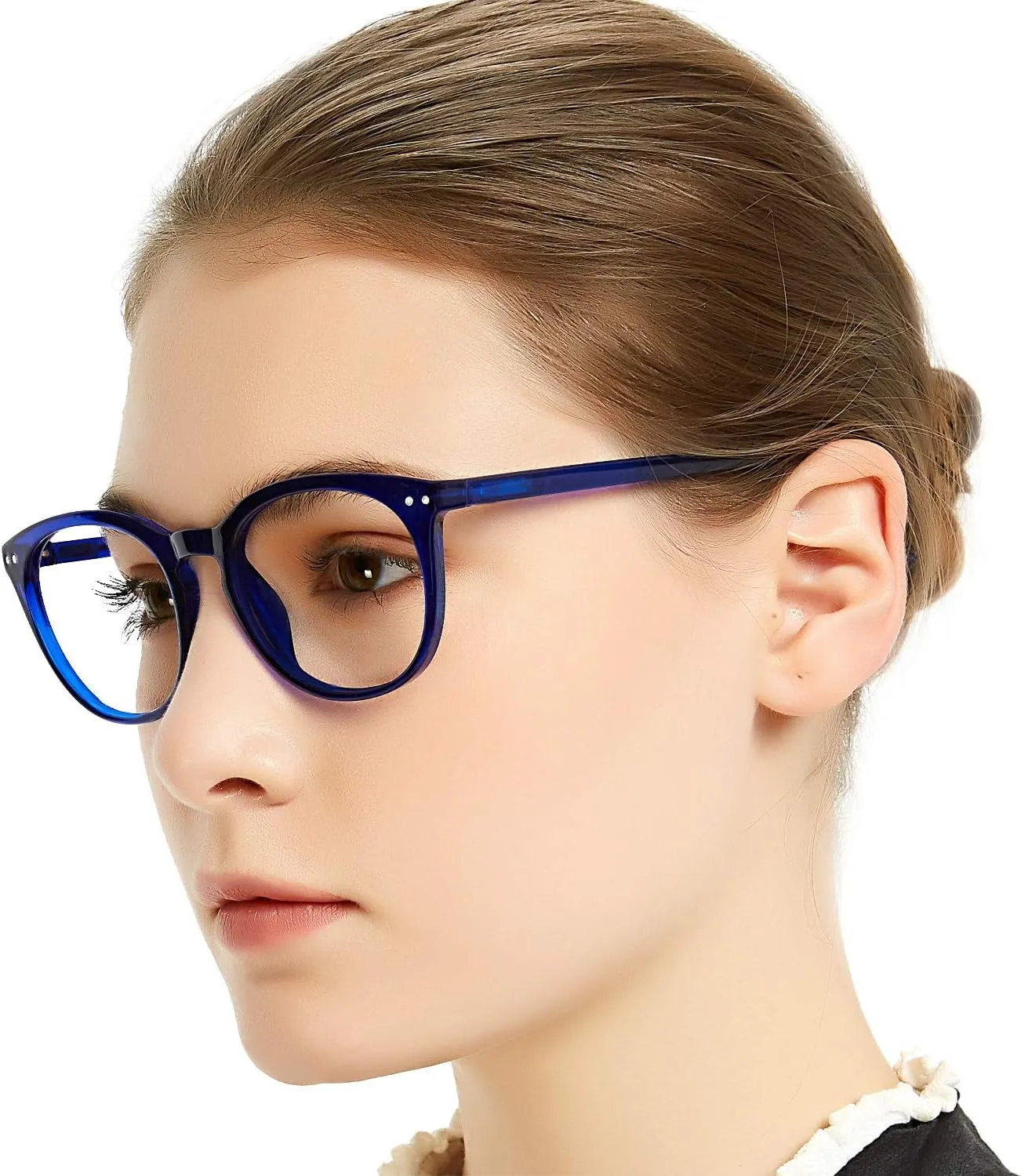 MARE AZZURO Blue Light Blocking Reading Glasses Women Round Computer Readers 0 1.0 1.25 1.5 1.75 2.0 2.25 2.5 2.75 3.0 3.5 4.0 5.0 6.0 (Blue, 275)