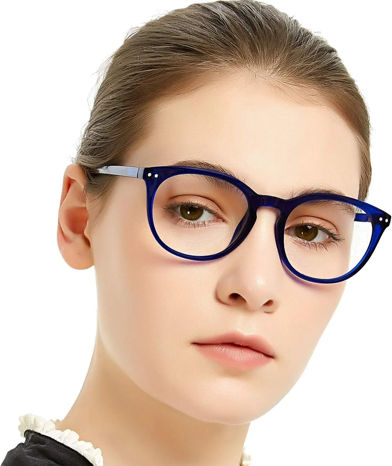 MARE AZZURO Blue Light Blocking Reading Glasses Women Round Computer Readers 0 1.0 1.25 1.5 1.75 2.0 2.25 2.5 2.75 3.0 3.5 4.0 5.0 6.0 (Blue, 275)
