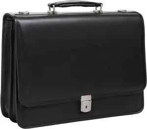 McKlein 15" Leather Flapover Double Compartment Briefcase- LEXINGTON