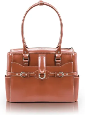 McKlein 15" Leather Ladies' Laptop Briefcase- WILLOW SPRINGS- Brown