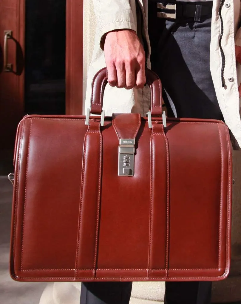 McKlein 17" Leather Litigator Laptop Briefcase- MORGAN