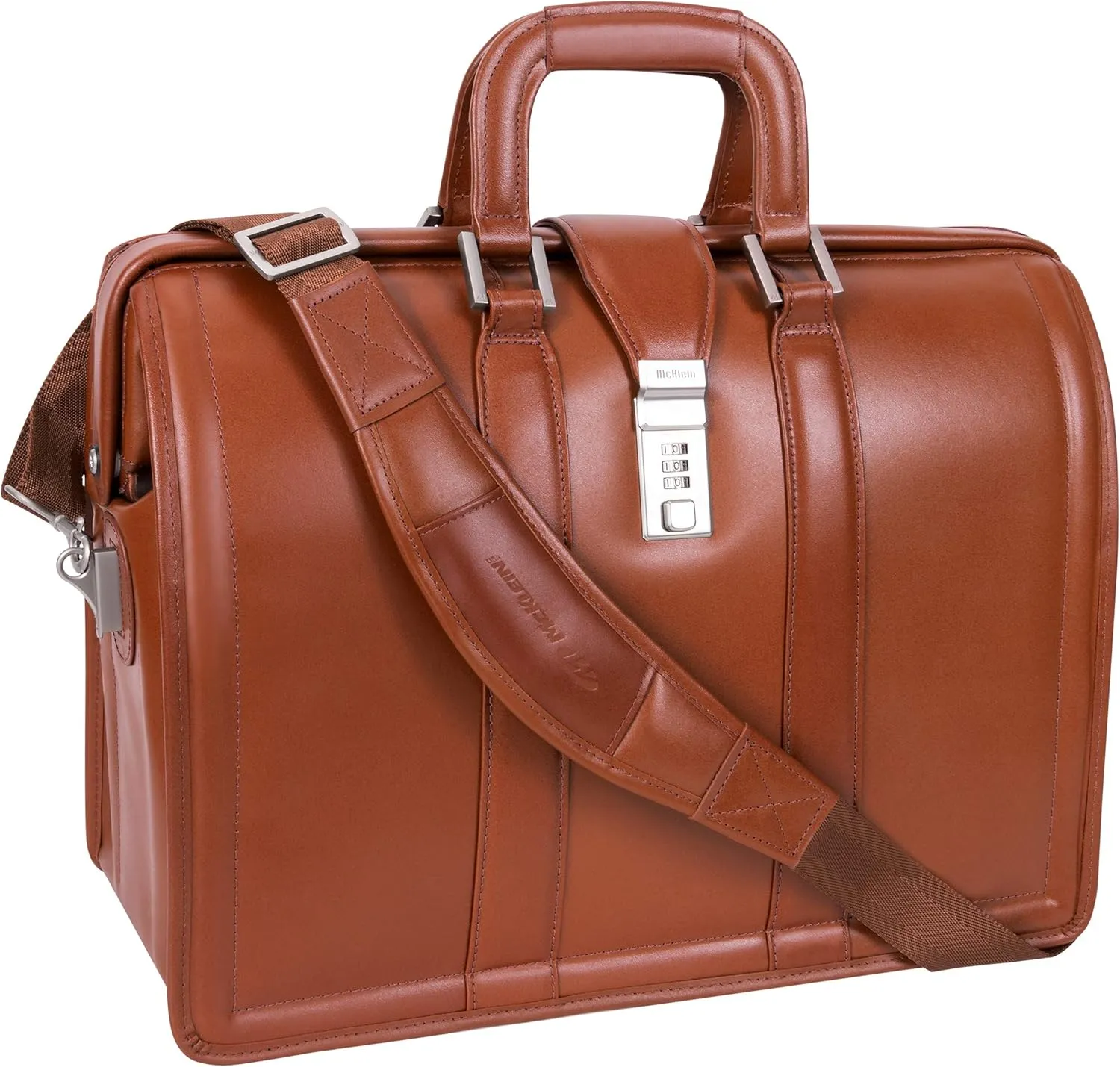 McKlein 17" Leather Litigator Laptop Briefcase- MORGAN