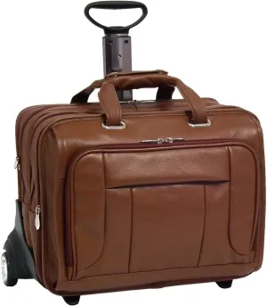 Mcklein S Series Laptop Rolling Briefcase, Black Leather (15705)