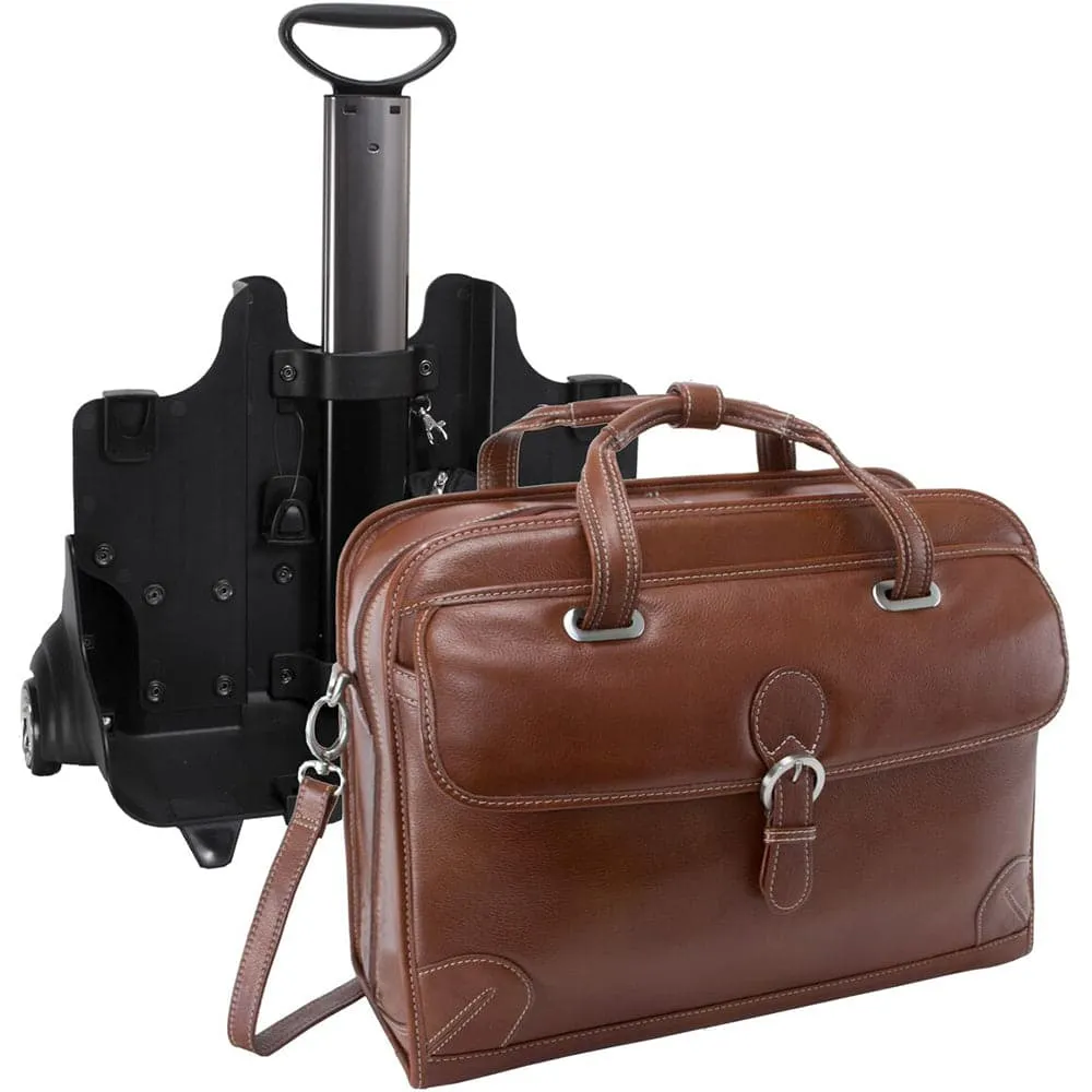 McKlein USA Carugetto 15" Leather Patented Detachable -Wheeled Laptop Briefcase