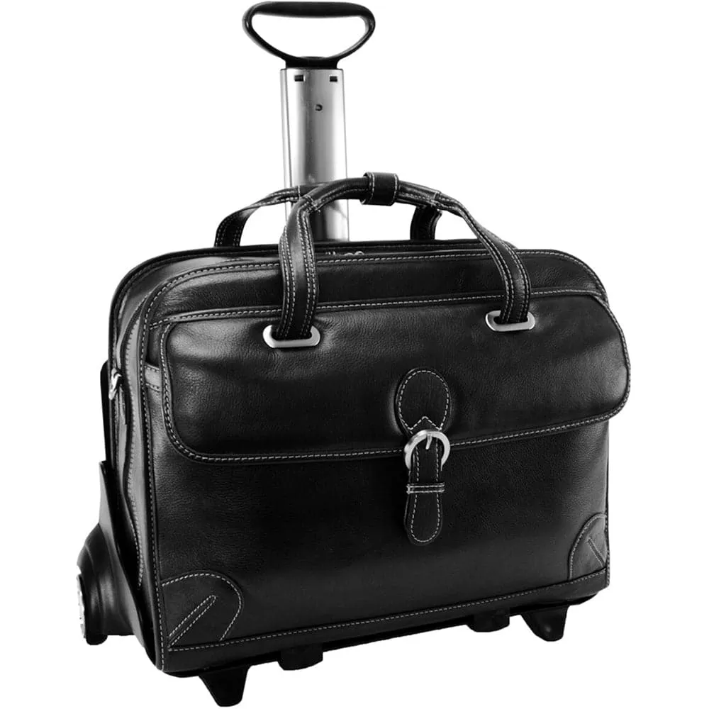 McKlein USA Carugetto 15" Leather Patented Detachable -Wheeled Laptop Briefcase