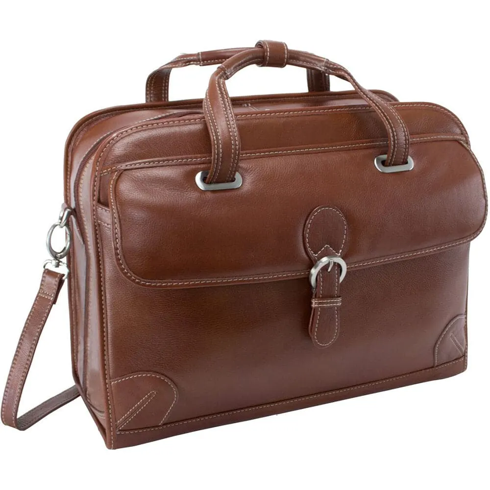 McKlein USA Carugetto 15" Leather Patented Detachable -Wheeled Laptop Briefcase