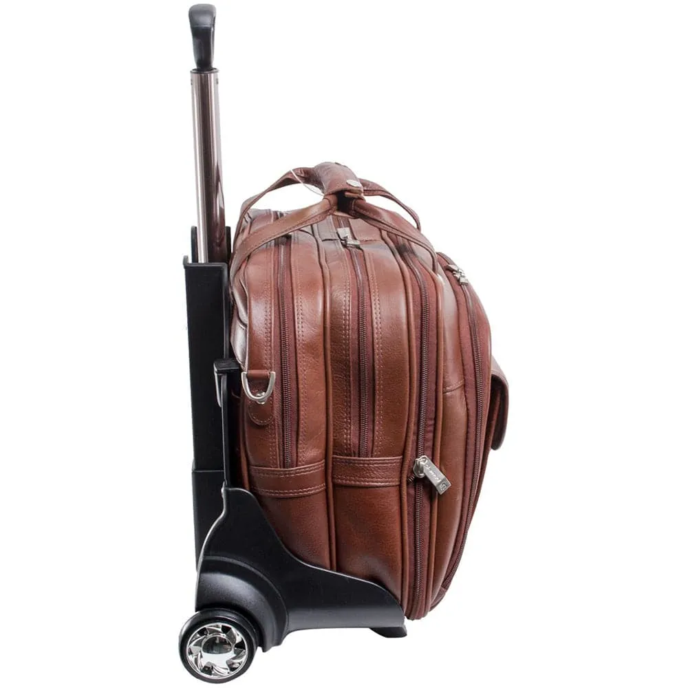 McKlein USA Ceresola 15" Leather Checkpoint-Friendly Patented Detachable -Wheeled Laptop Briefcase