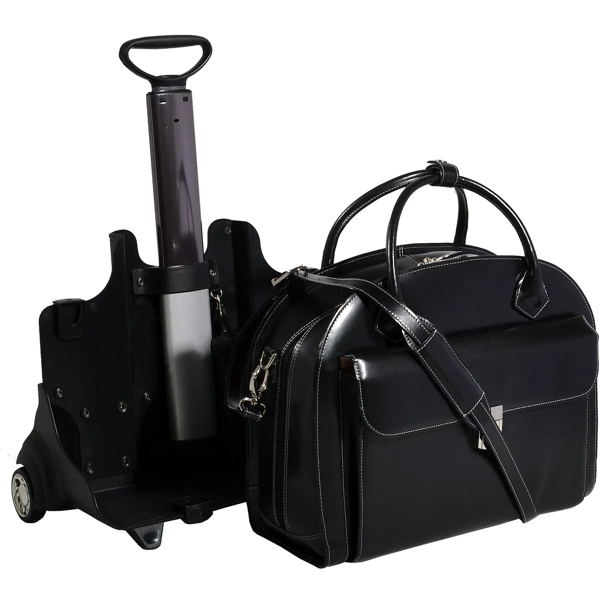McKlein USA Glen Ellyn 15" Leather Patented Detachable-Wheeled Laptop Briefcase