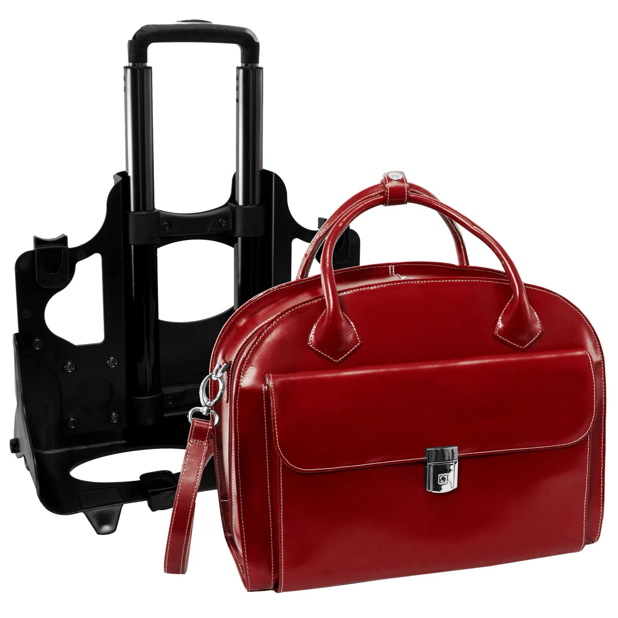 McKlein USA Glen Ellyn 15" Leather Patented Detachable-Wheeled Laptop Briefcase