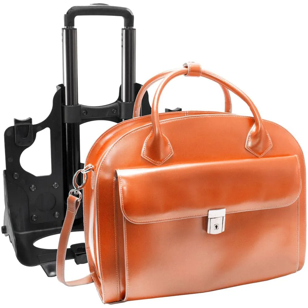 McKlein USA Glen Ellyn 15" Leather Patented Detachable-Wheeled Laptop Briefcase