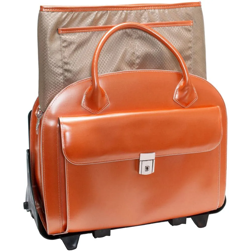 McKlein USA Glen Ellyn 15" Leather Patented Detachable-Wheeled Laptop Briefcase