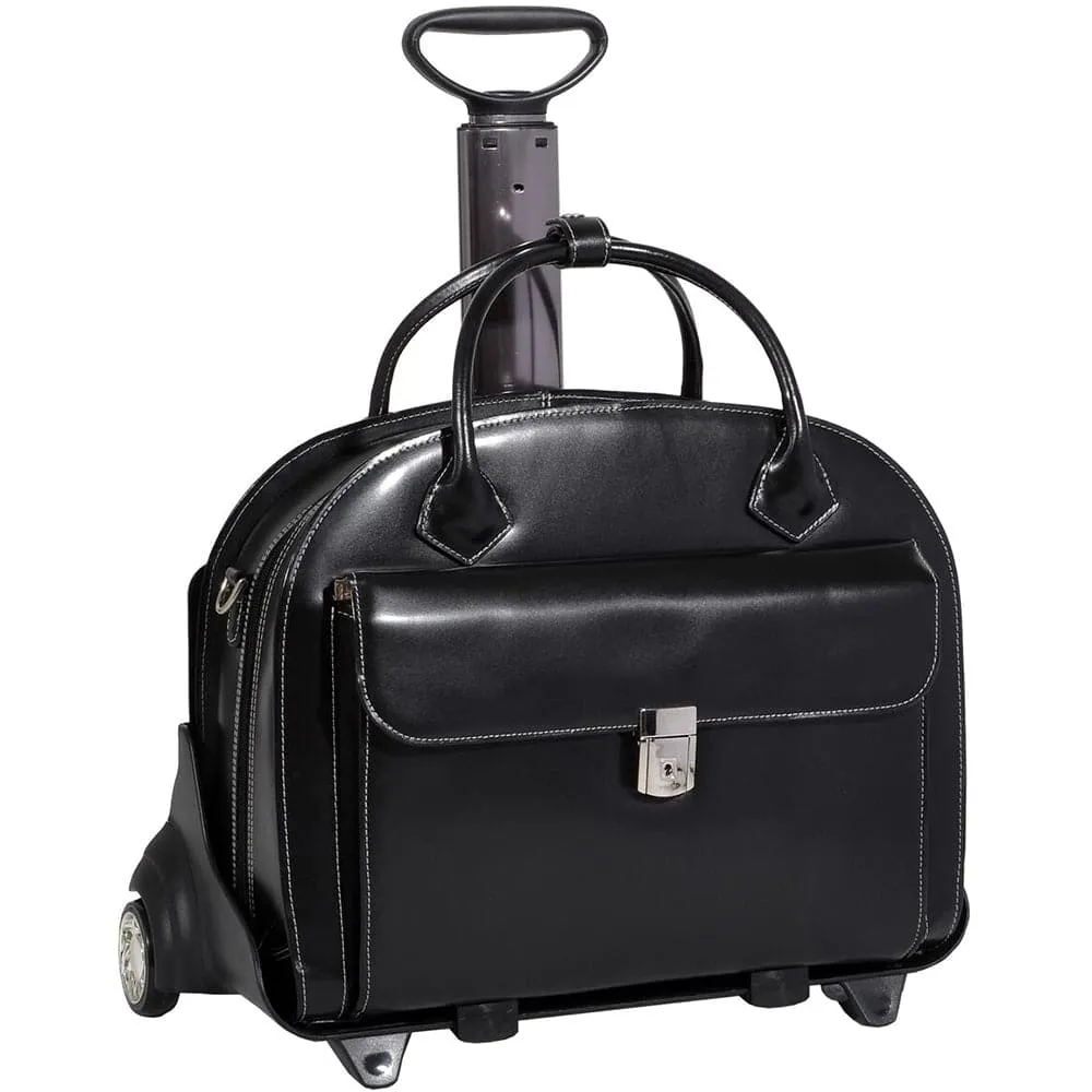 McKlein USA Glen Ellyn 15" Leather Patented Detachable-Wheeled Laptop Briefcase