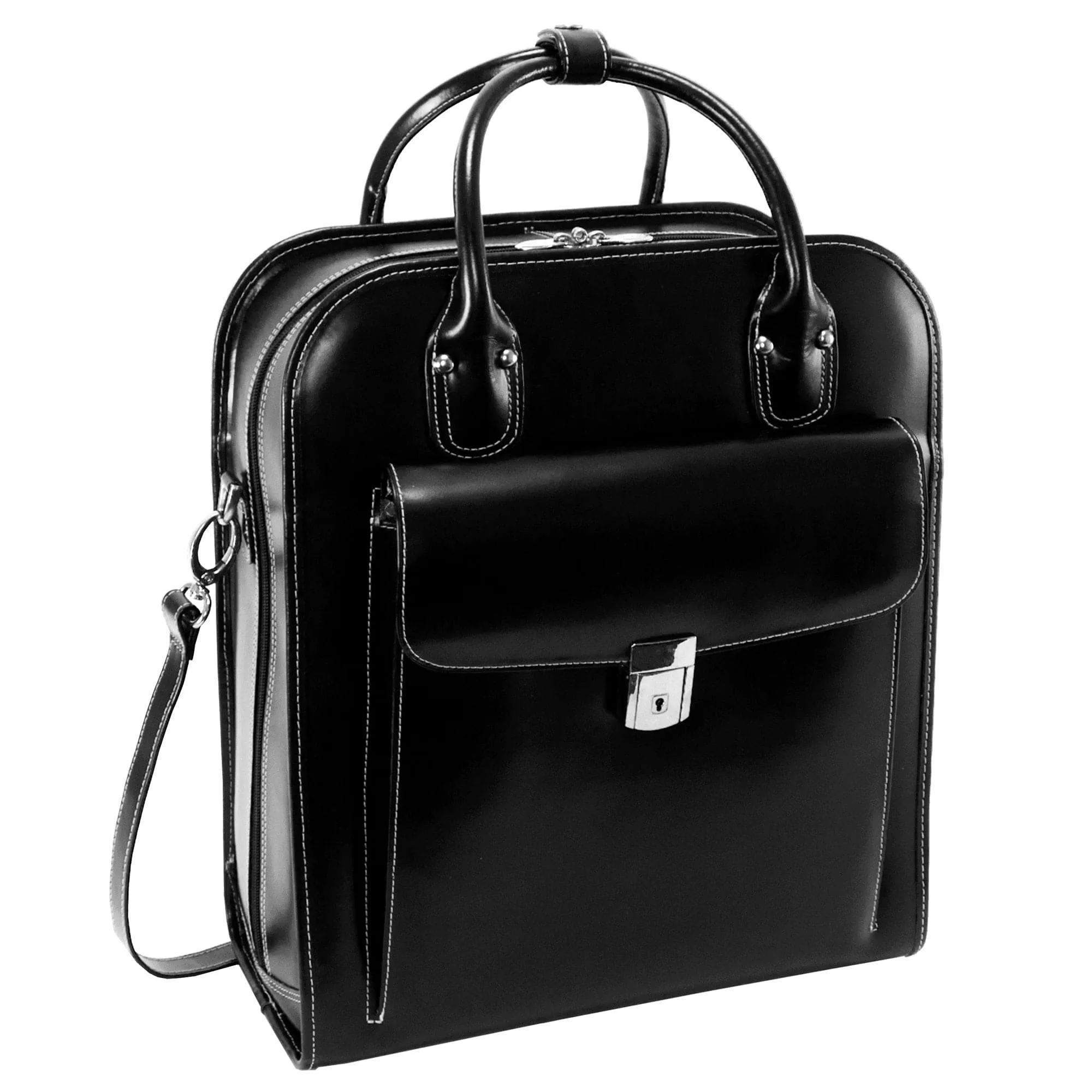 McKlein USA La Grange 15" Leather Vertical Patented Detachable-Wheeled Laptop Briefcase