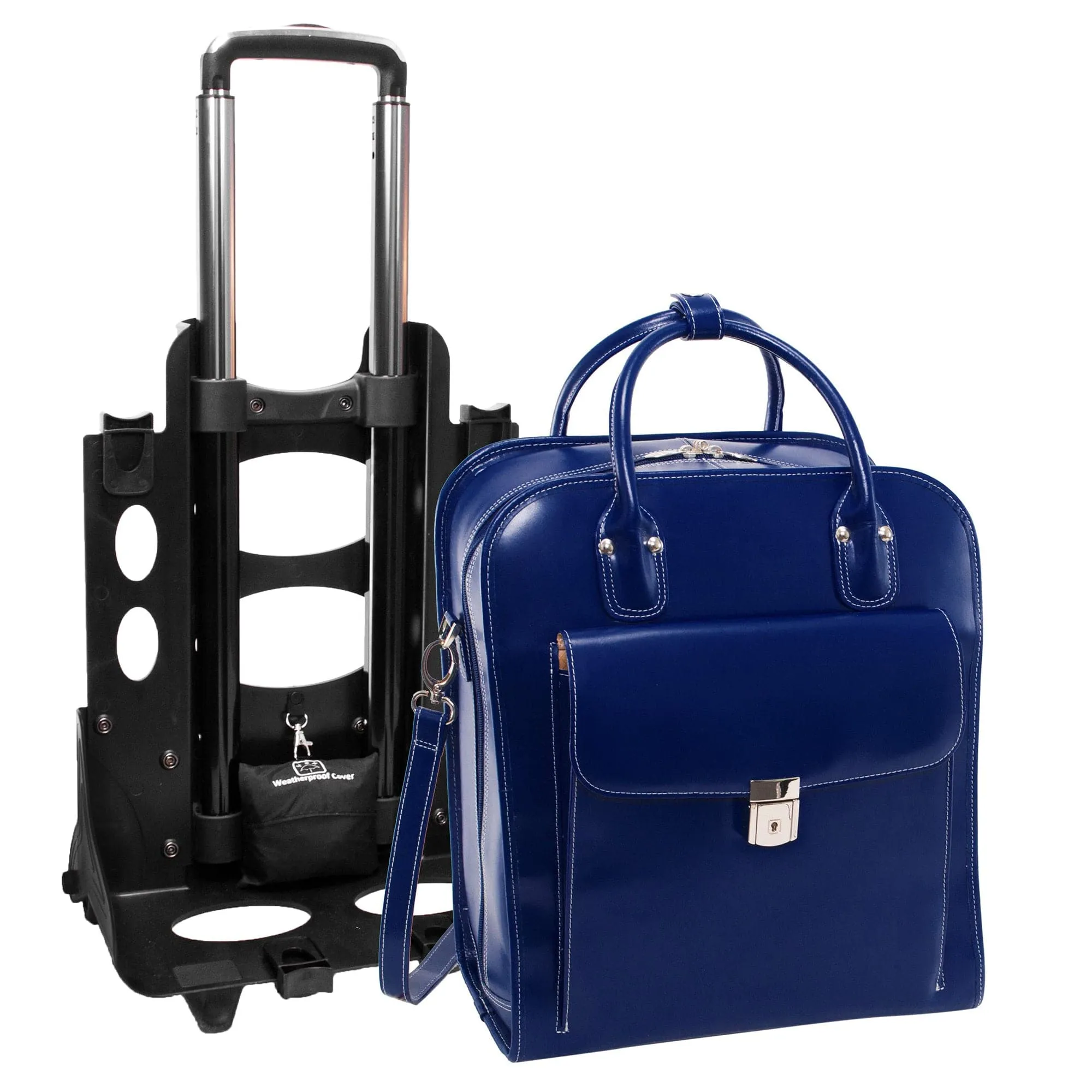 McKlein USA La Grange 15" Leather Vertical Patented Detachable-Wheeled Laptop Briefcase