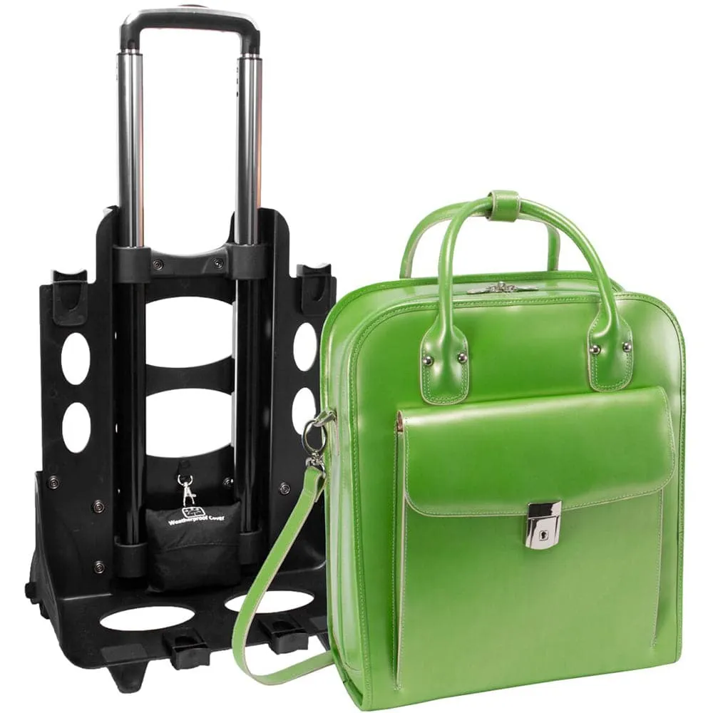 McKlein USA La Grange 15" Leather Vertical Patented Detachable-Wheeled Laptop Briefcase
