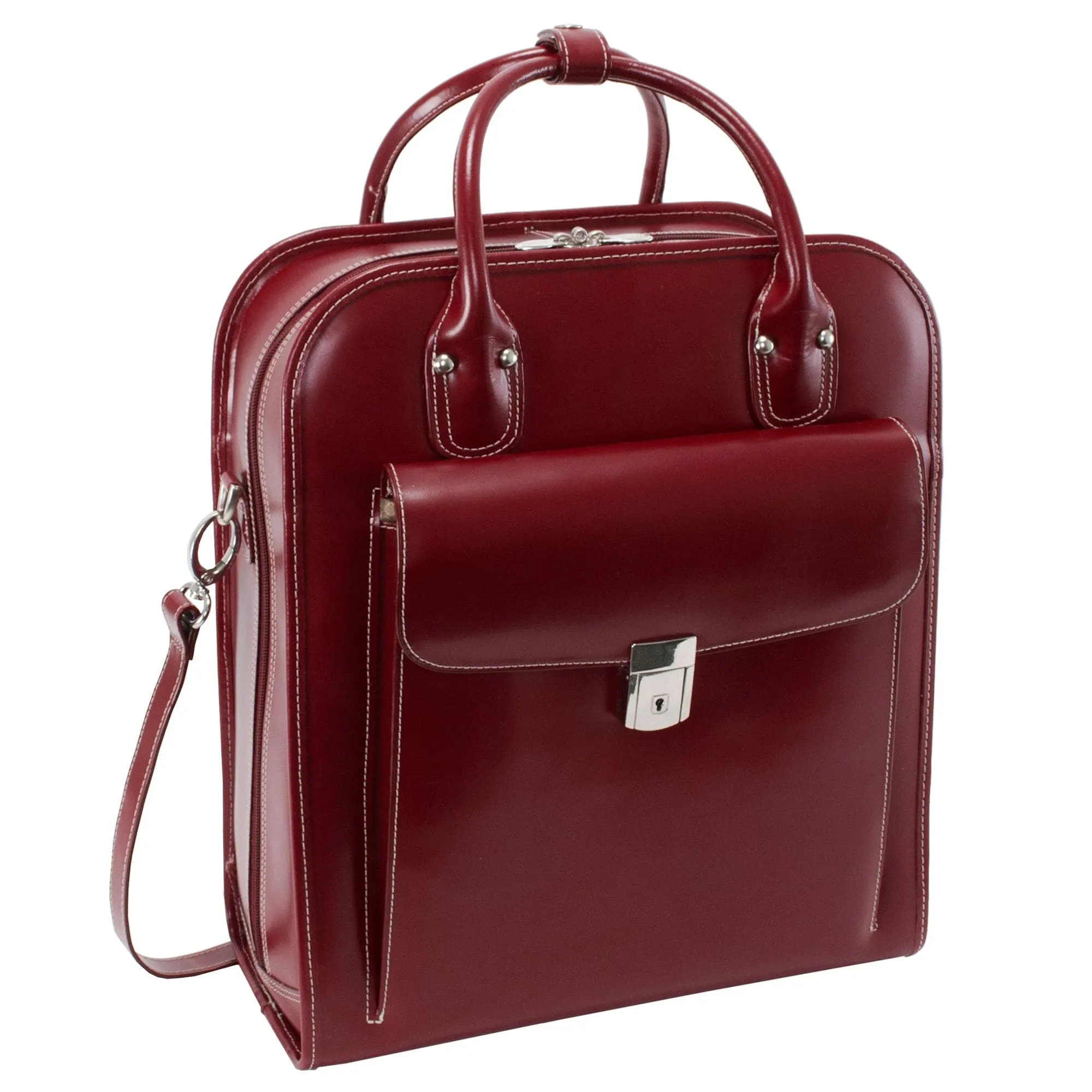 McKlein USA La Grange 15" Leather Vertical Patented Detachable-Wheeled Laptop Briefcase