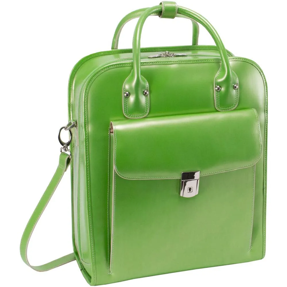 McKlein USA La Grange 15" Leather Vertical Patented Detachable-Wheeled Laptop Briefcase
