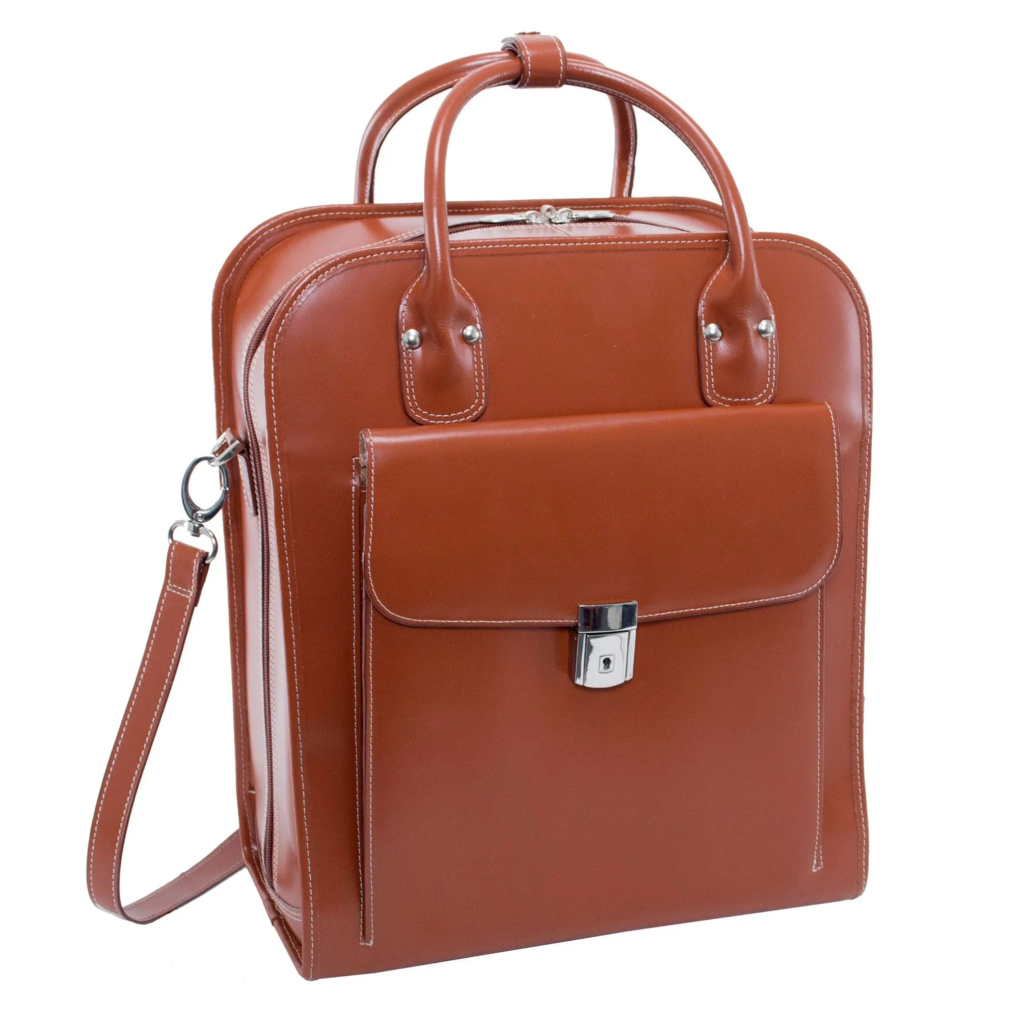 McKlein USA La Grange 15" Leather Vertical Patented Detachable-Wheeled Laptop Briefcase