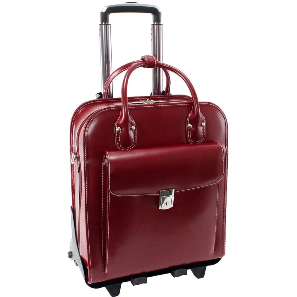 McKlein USA La Grange 15" Leather Vertical Patented Detachable-Wheeled Laptop Briefcase