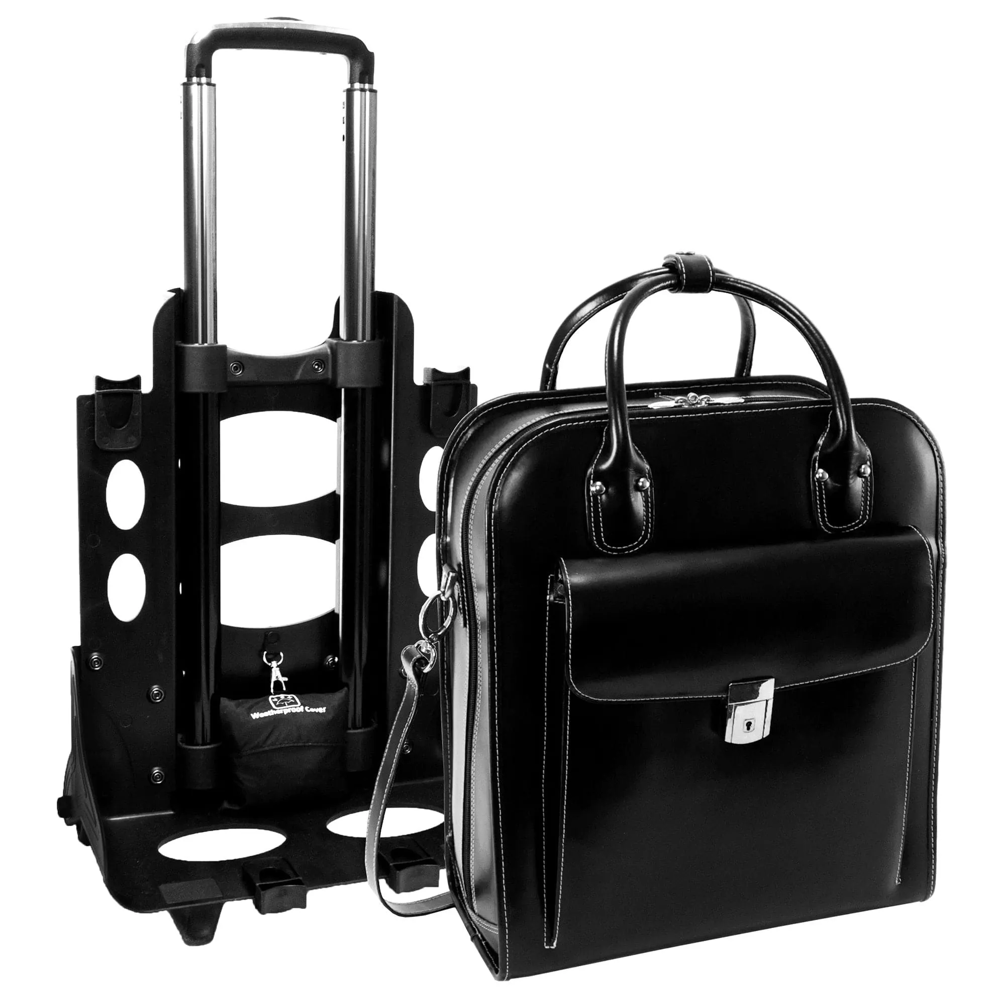 McKlein USA La Grange 15" Leather Vertical Patented Detachable-Wheeled Laptop Briefcase