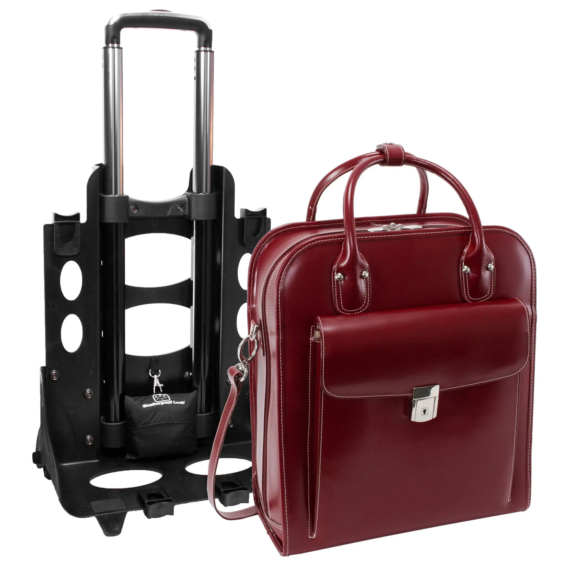 McKlein USA La Grange 15" Leather Vertical Patented Detachable-Wheeled Laptop Briefcase