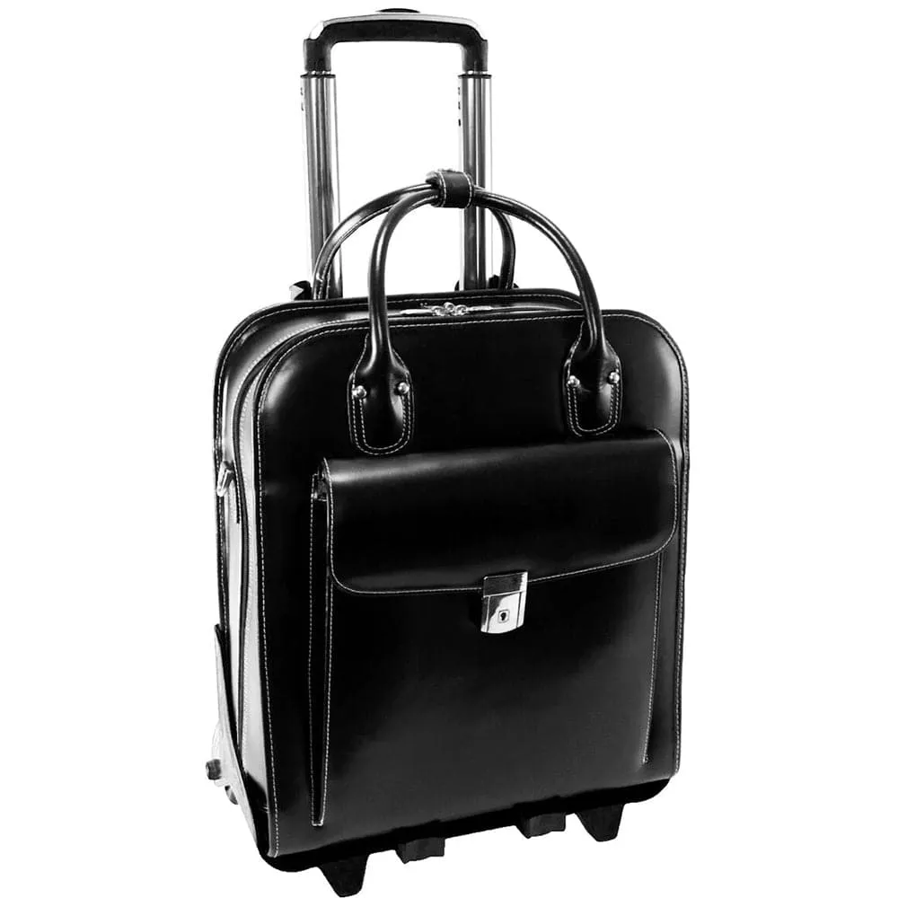 McKlein USA La Grange 15" Leather Vertical Patented Detachable-Wheeled Laptop Briefcase