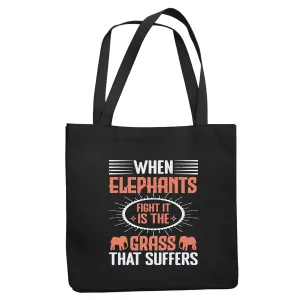 Meaningful Elephant Gift for Thoughtful Ocns Compassion and Wisdom Navy Black Multicolor Canvas Tote Bag