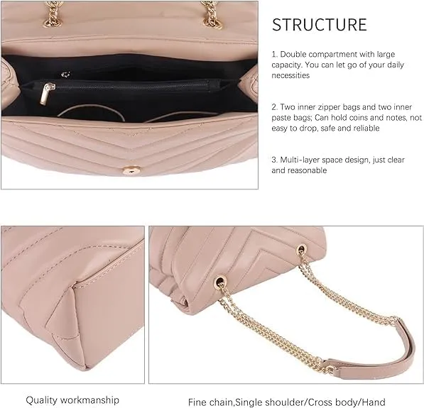 MECOLOR Women’s Fashion Crossbody Bags Lightweight Adjustable Chain Strap Quilted Designer Popular Handbags Shoulder Bag