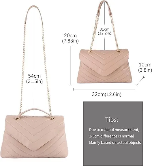 MECOLOR Women’s Fashion Crossbody Bags Lightweight Adjustable Chain Strap Quilted Designer Popular Handbags Shoulder Bag