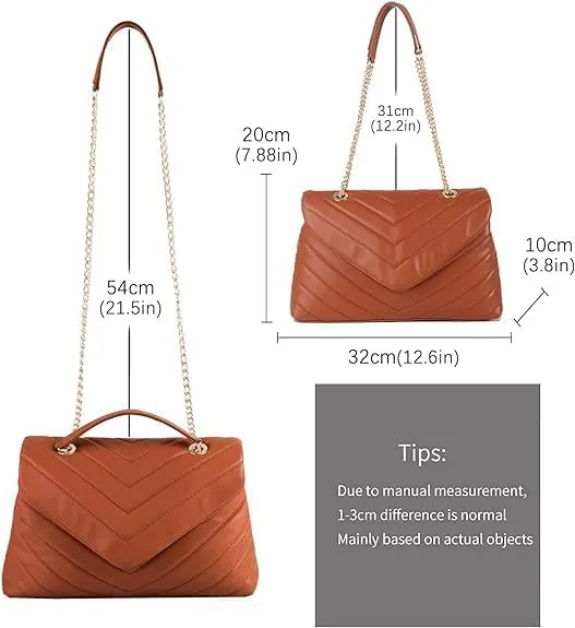 MECOLOR Women’s Fashion Crossbody Bags Lightweight Adjustable Chain Strap Quilted Designer Popular Handbags Shoulder Bag
