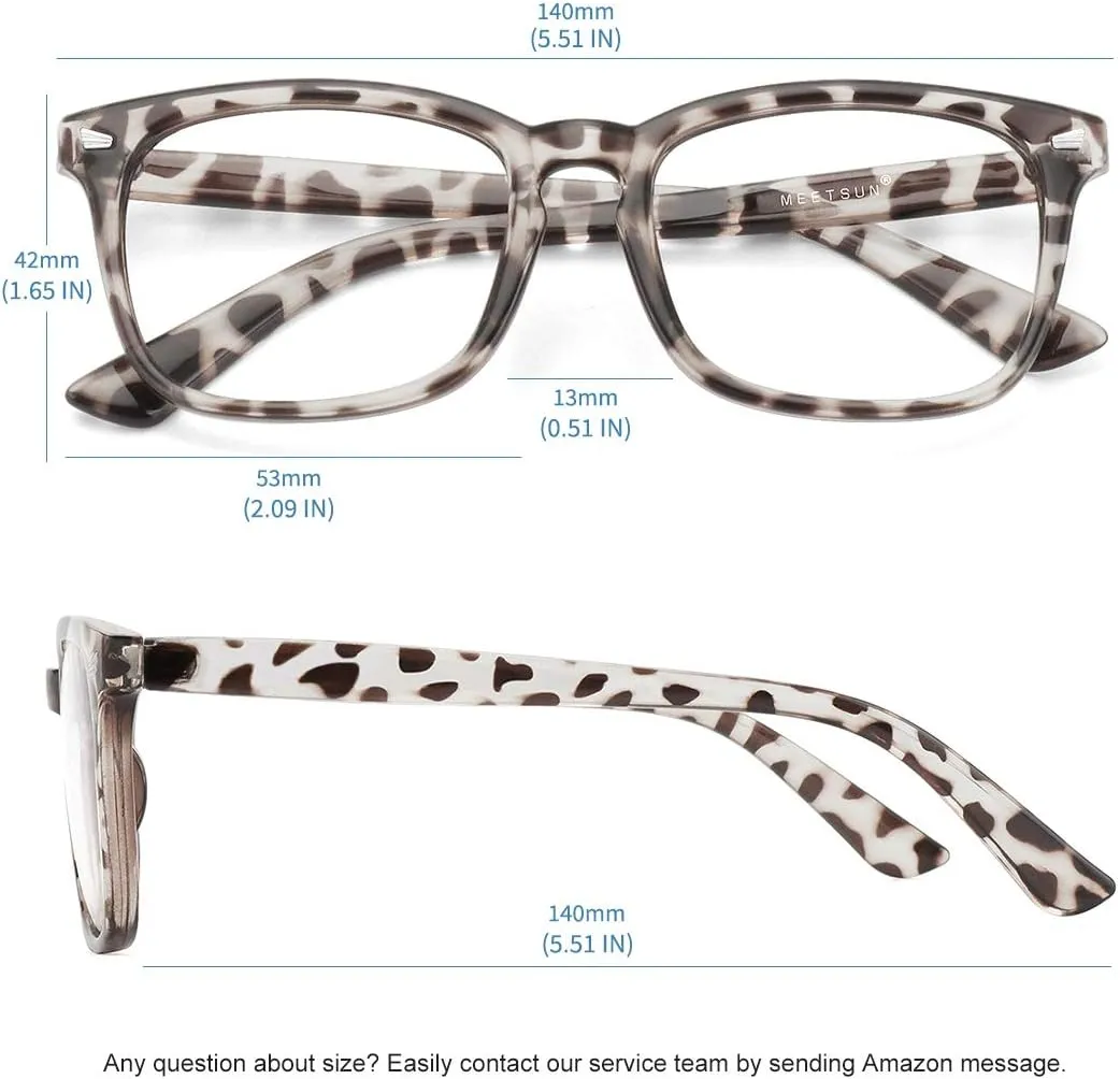 MEETSUN Blue Light Blocking Glasses, Anti Eye Strain Headache (Sleep Better),Computer Reading Glasses UV400 Transparent Lens (Black Leopard Pink / 3 PACK, 53)