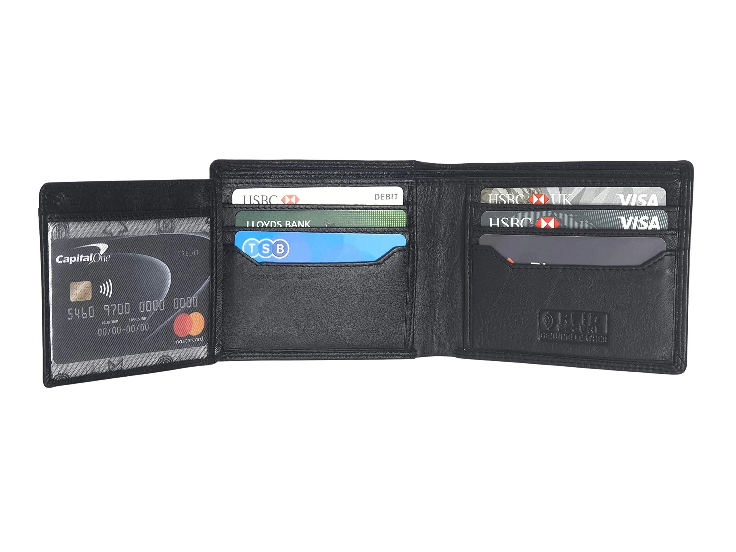 Mens Black RFID Blocking Wallet with External Quick Tap & Go Card Pocket M-70 (Black)