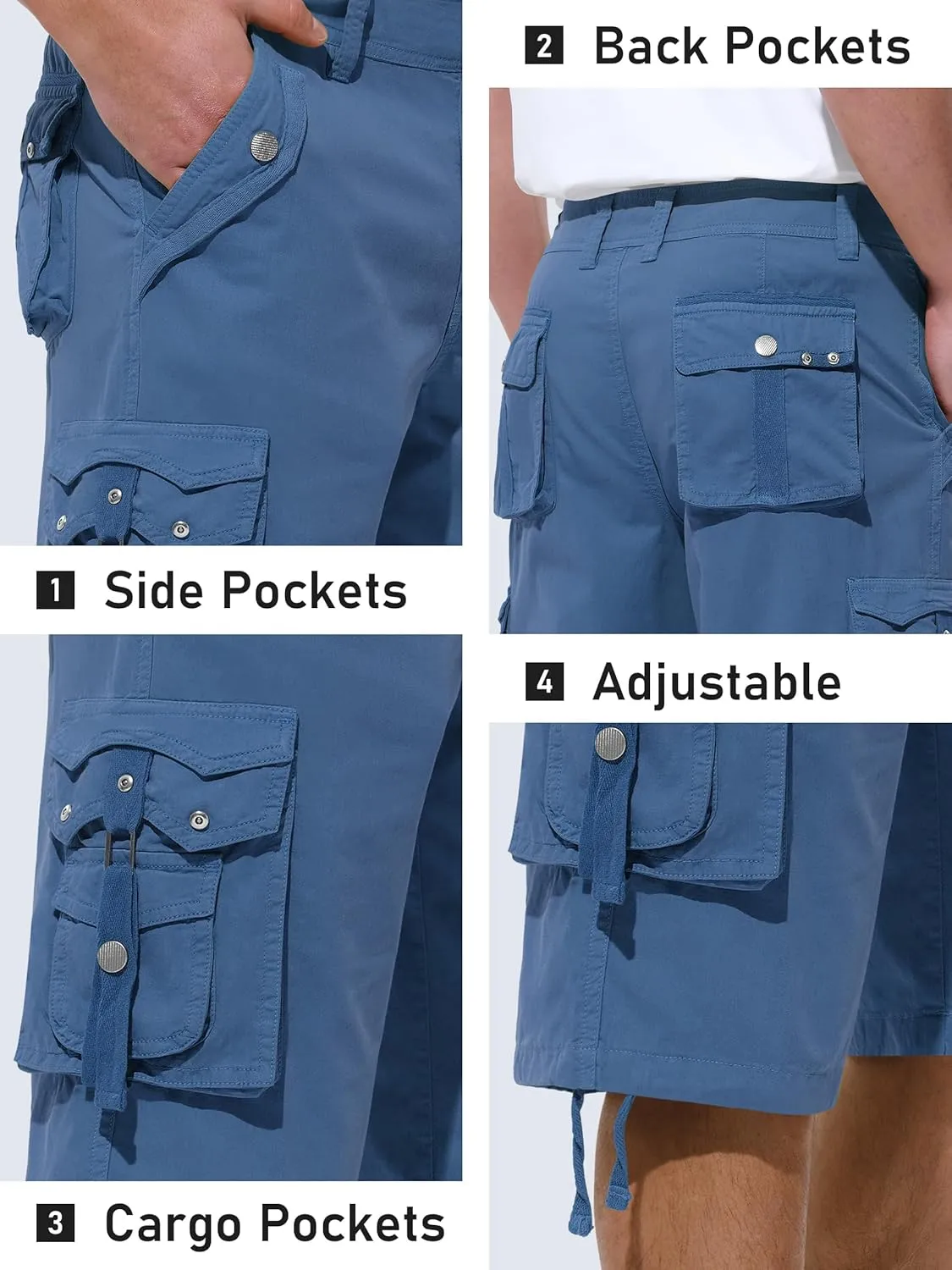 Mens Cargo Shorts Casual Shorts Hiking Shorts Below Knee Relaxed Fit Multi Pockets Running Joggers Outdoor Mens Shorts