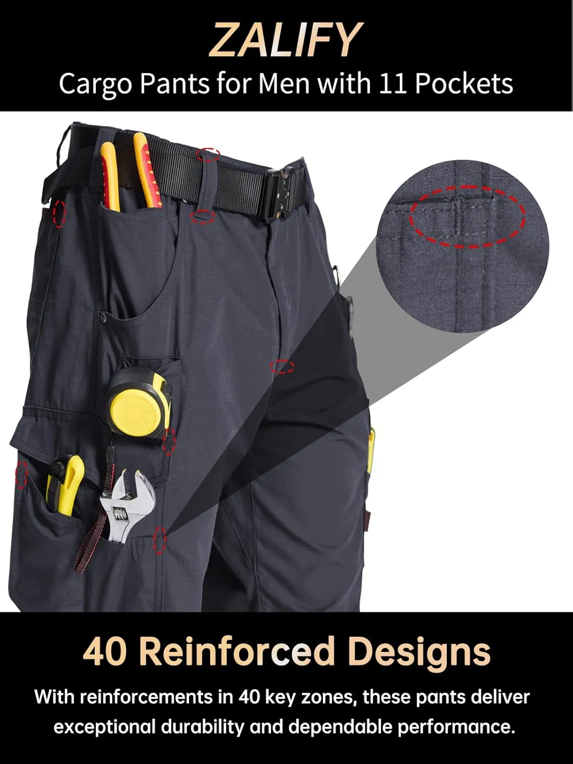 Mens Cargo Tactical Pants with 11 Pockets Work Hiking Water Resistant Lightweight Ripstop Military Pants