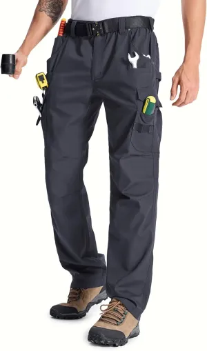 Mens Cargo Tactical Pants with 11 Pockets Work Hiking Water Resistant Lightweight Ripstop Military Pants