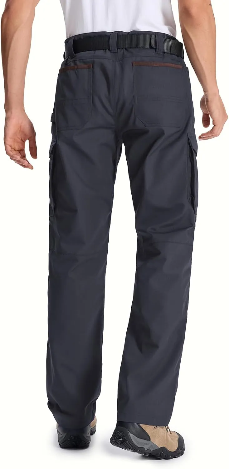 Mens Cargo Tactical Pants with 11 Pockets Work Hiking Water Resistant Lightweight Ripstop Military Pants