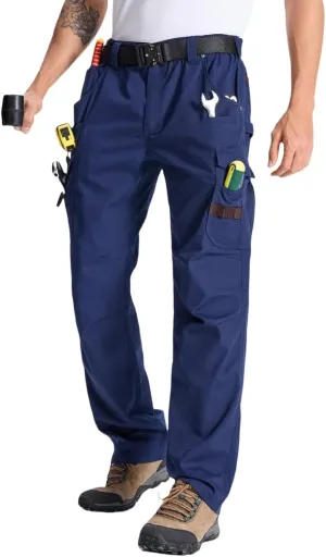 Mens Cargo Tactical Pants with 11 Pockets Work Hiking Water Resistant Lightweight Ripstop Military Pants