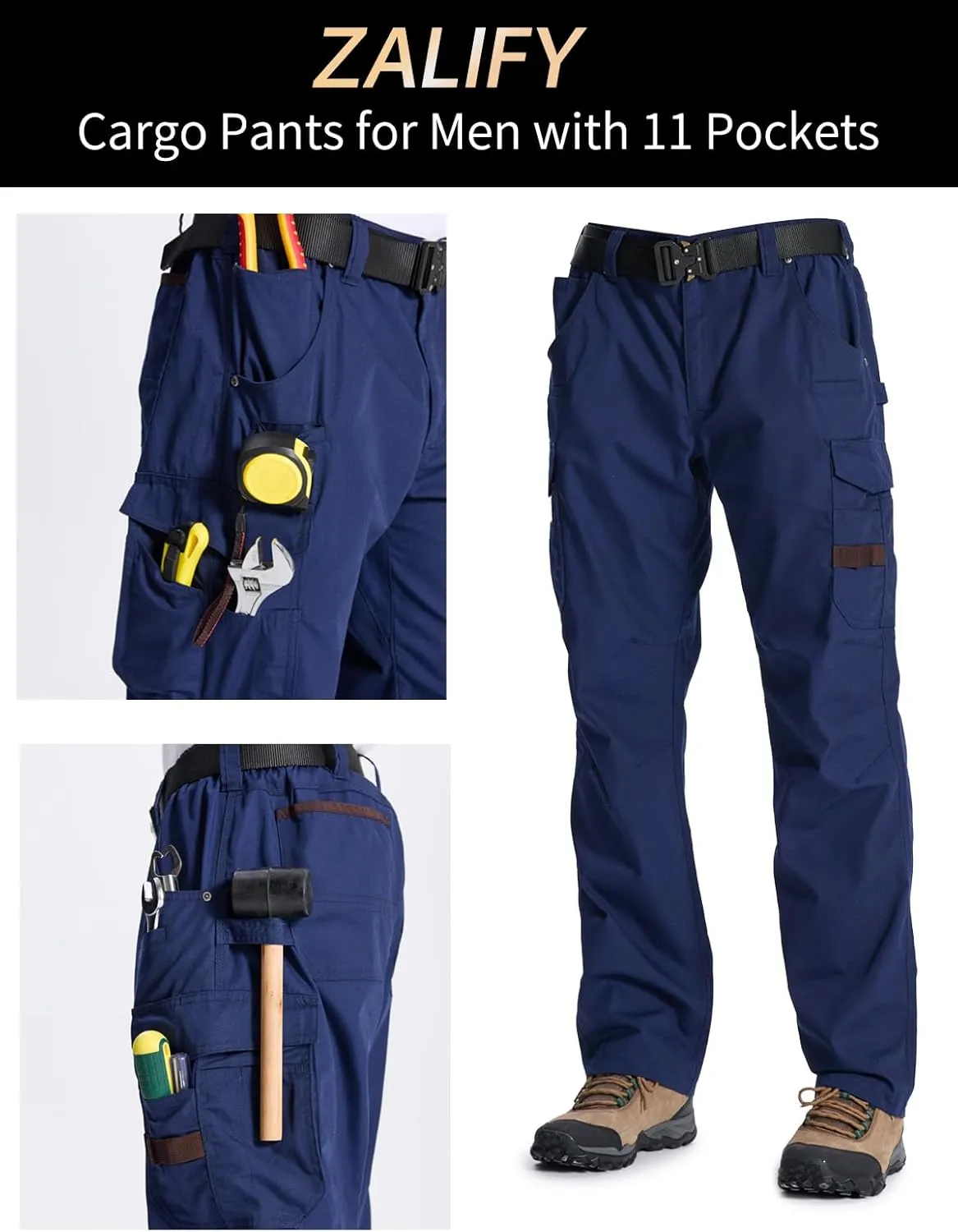 Mens Cargo Tactical Pants with 11 Pockets Work Hiking Water Resistant Lightweight Ripstop Military Pants