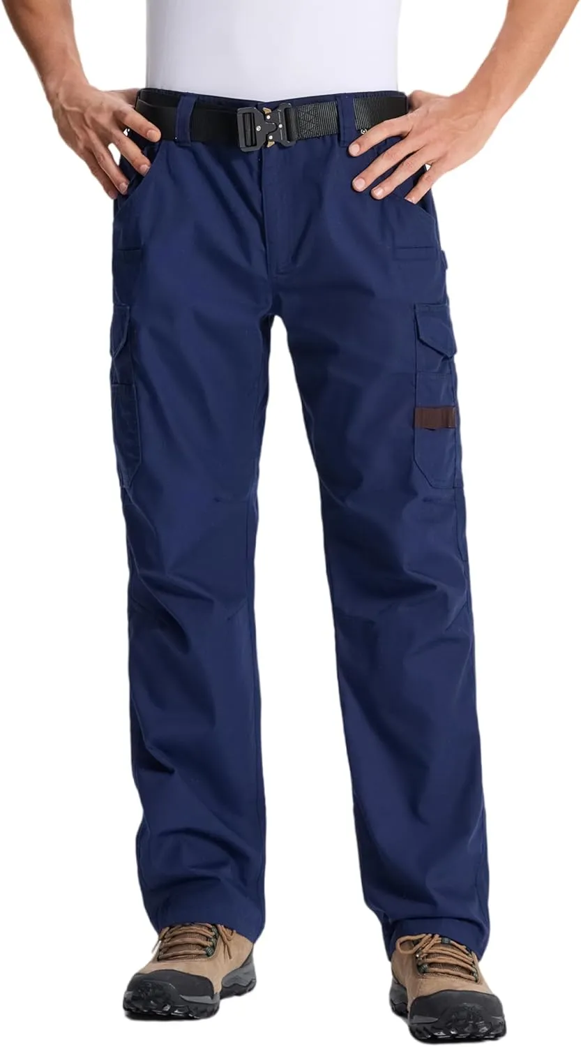 Mens Cargo Tactical Pants with 11 Pockets Work Hiking Water Resistant Lightweight Ripstop Military Pants