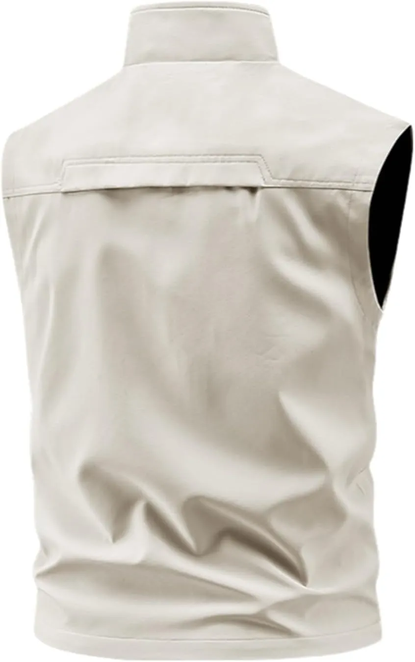 Men's Sleeveless Safari Travel Cargo Vest with Pockets Casual Utility Outdoors Travel Sports Work Fishing Vest