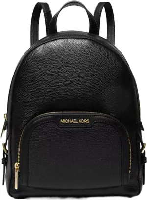 Michael Michael Kors Jaycee Medium Logo Pebbled Leather Backpack Black
