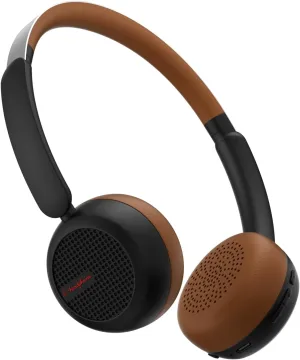Micool Retro On-Ear Wireless Headphones with Long Battery Life, Hi-Fi Audio Headset Bluetooth 5.4, Noise Cancelling Bluetooth Headphones with Comfortable Earpads for Travel Work Gym (Black & Brown)