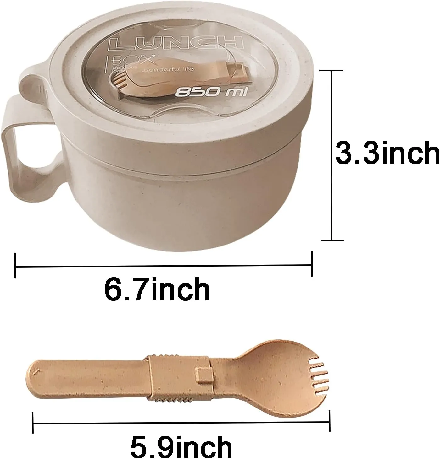 Microwave Soup Mugs with Lids,28.7oz Microwave Ramen Bowl with Lid,Improved Easy-Grip Design for On-the-Go - Holds Soup, Rice, Cereal & More - BPA-Free(Beige)